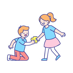 siblings playing vector icon, family day vector illustration - simple illustration of siblings playing perfect for logos, and family day-themed designs.