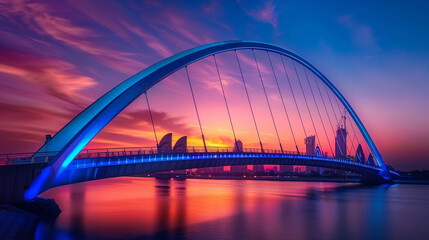 Obraz premium city harbour bridge at sunset