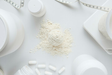 Protein Powder Scoop on White Background