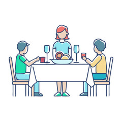 family dinner table setting vector icon, family day vector illustration - simple illustration of family dinner table setting perfect for logos, and family day-themed designs.