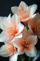 Delicate lines on each petal forming a striped pattern, gently overshadowed by shimmering leafy circles,