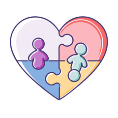 Obraz premium family puzzle heart vector icon, family day vector illustration - simple illustration of family puzzle heart perfect for logos, and family day-themed designs.
