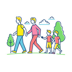 family walk in nature vector icon, family day vector illustration - simple illustration of family walk in nature perfect for logos, and family day-themed designs.