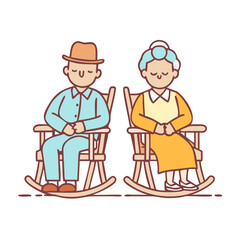 grandparents in rocking chairs vector icon, family day vector illustration - simple illustration of grandparents in rocking chairs perfect for logos, and family day-themed designs.