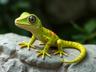 Fototapeta premium Happy cute gecko cartoon 3d illustration
