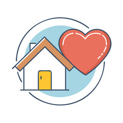heart and house vector icon, family day vector illustration - simple illustration of heart and house perfect for logos, and family day-themed designs.