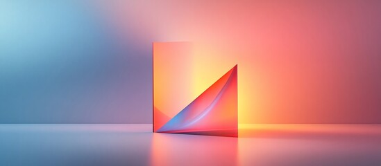 Abstract geometric shapes with vibrant gradients in a minimalist studio setting.
