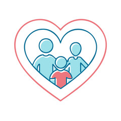 heart with family inside vector icon, family day vector illustration - simple illustration of heart with family inside perfect for logos, and family day-themed designs.