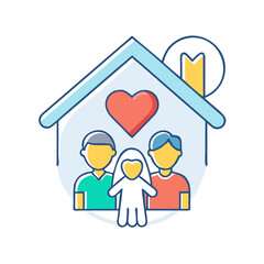home with family hearts vector icon, family day vector illustration - simple illustration of home with family hearts perfect for logos, and family day-themed designs.
