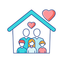 home with family hearts vector icon, family day vector illustration - simple illustration of home with family hearts perfect for logos, and family day-themed designs.
