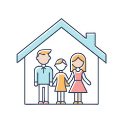 home with kids vector icon, family day vector illustration - simple illustration of home with kids perfect for logos, and family day-themed designs.