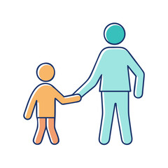 Fototapeta premium parent and child holding hands vector icon, family day vector illustration - simple illustration of parent and child holding hands perfect for logos, and family day-themed designs.