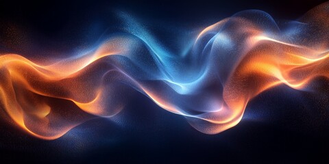 Obraz premium Vibrant particle waves glowing with energy, perfect for technology, science, or digital-themed projects.