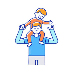 parent holding child on shoulders vector icon, family day vector illustration - simple illustration of parent holding child on shoulders perfect for logos, and family day-themed designs.