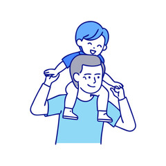 parent holding child on shoulders vector icon, family day vector illustration - simple illustration of parent holding child on shoulders perfect for logos, and family day-themed designs.