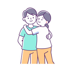 sibling hug vector icon, family day vector illustration - simple illustration of sibling hug perfect for logos, and family day-themed designs.