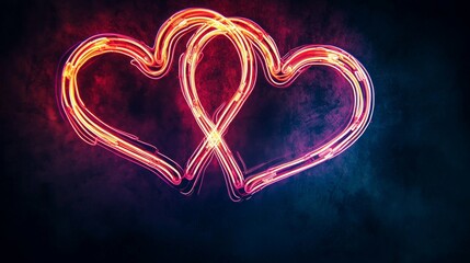 Glowing Neon Hearts in Vibrant Colors