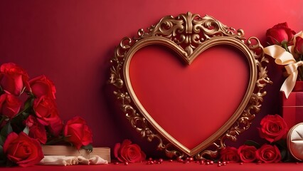 Chester banner with empty space Without Text, Valentines Day theme luxury Red background