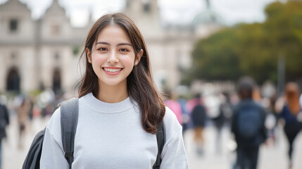 Indonesian woman traveling to Palacio de Bellas Artes Mexico City for vacation