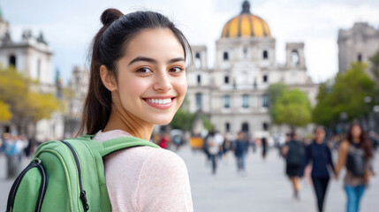 Canadian woman traveling to Palacio de Bellas Artes Mexico City for vacation