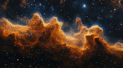 Fototapeta premium A Cosmic Landscape of Glowing Nebula and Scattered Stars