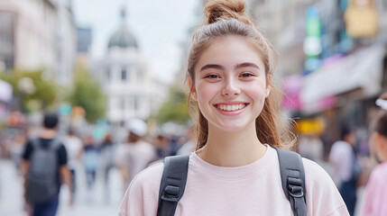 Korean woman traveling to Palacio de Bellas Artes Mexico City for vacation