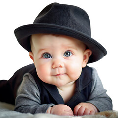 Beautiful blond baby with hat