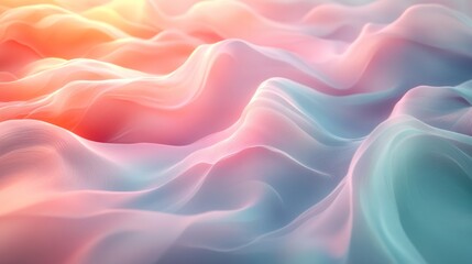 Fototapeta premium Abstract Waves of Soft Pastel Fabric in Pink, Blue, and Warm Tones