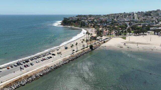 California Cabrillo Beach and San Pedro Aerial Shot Orbit L