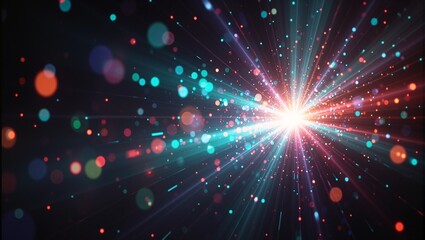 Fototapeta premium Mesmerizing prism light explosion with vibrant gradients geometric patterns shimmering bokeh and a dreamlike lens flare