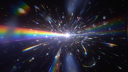 Fototapeta premium Mesmerizing prism light explosion with vibrant gradients geometric patterns shimmering bokeh and a dreamlike lens flare
