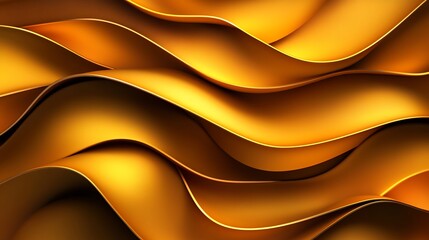 Fototapeta premium Golden Waves Abstract Background: Luxurious and Elegant 3D Render