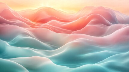 Obraz premium Dreamy Abstract Pastel Waves in Soft Pink and Blue Tones Illuminated by a Gentle Sunrise Light