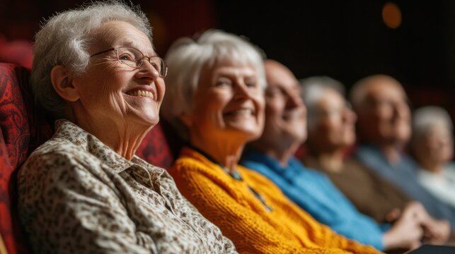 Seniors enjoying a cultural event and engaging in artistic experiences with smiles and laughter