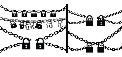 A Padlock and chains vector illustration with white background 