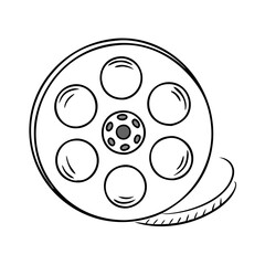 black and white film reel vector icon, national retro day vector illustration - simple illustration of black and white film reel perfect for logos, and national retro day vector-themed designs.