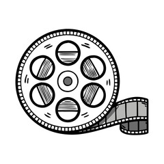 black and white film reel vector icon, national retro day vector illustration - simple illustration of black and white film reel perfect for logos, and national retro day vector-themed designs.