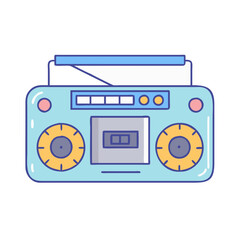 cassette player vector icon, national retro day vector illustration - simple illustration of cassette player perfect for logos, and national retro day vector-themed designs.