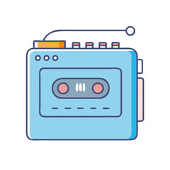 compact cassette player vector icon, national retro day vector illustration - simple illustration of compact cassette player perfect for logos, and national retro day vector-themed designs.