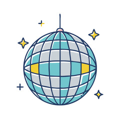 disco ball vector icon, national retro day vector illustration - simple illustration of disco ball perfect for logos, and national retro day vector-themed designs.