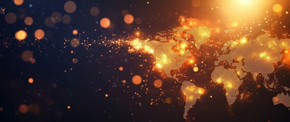 Digital World Map Artistic Connectivity Design