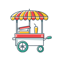 retro hot dog cart vector icon, national retro day vector illustration - simple illustration of retro hot dog cart perfect for logos, and national retro day vector-themed designs.