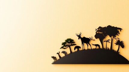 Silhouettes of wildlife on Earth for a conservation concept