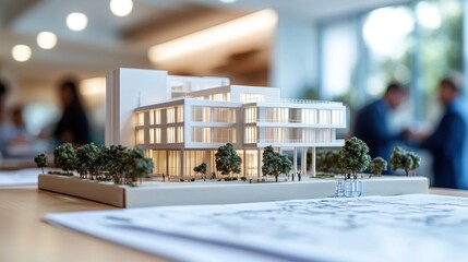 Architectural Model in Modern Office Setting with Collaborative Design Environment