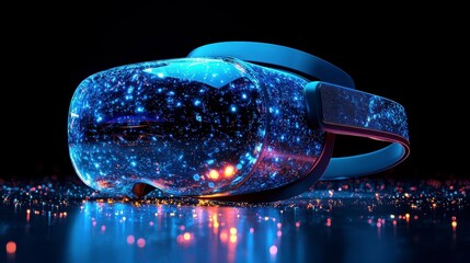 Futuristic VR headset with glowing particles. (1)