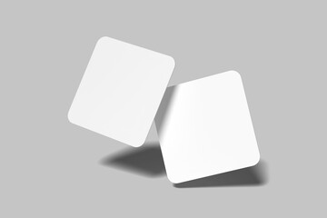 Blank Rounded Square Business Card Mockup with Grey Background 