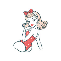 vintage pin up girl vector icon, national retro day vector illustration - simple illustration of vintage pin up girl perfect for logos, and national retro day vector-themed designs.