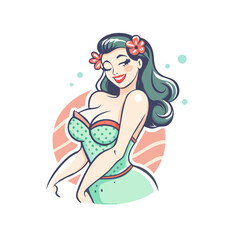 vintage pin up girl vector icon, national retro day vector illustration - simple illustration of vintage pin up girl perfect for logos, and national retro day vector-themed designs.