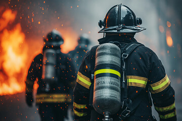 Generative AI Depiction of a Brave Firefighter Battling Intense Flames and Smoke with Determination and Courage