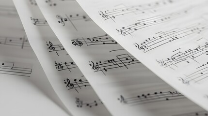 Obraz premium Sheets of musical notation display notes and clefs